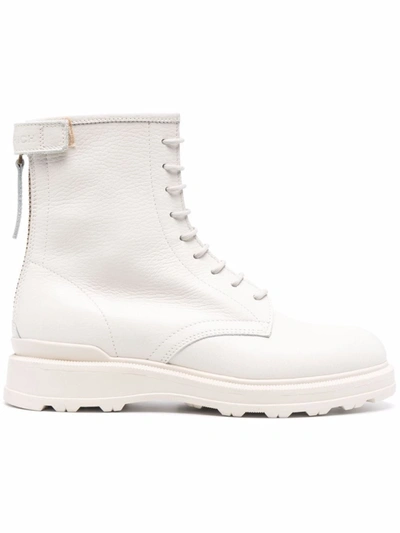 Woolrich Leather Ankle Lace-up Boots In White