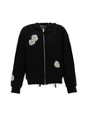 Natasha Zinko Daisy-print Distressed Cotton-blend Sweatshirt In Jersey Black