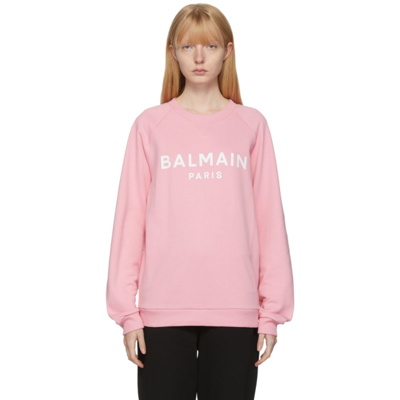 Balmain Logo印花圆领卫衣 In Pink