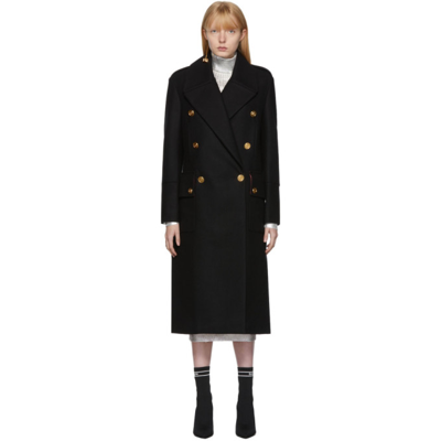 Balmain Oversized Double-breasted Coat In Black