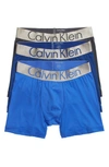 Calvin Klein Steel Micro 3-pack Boxer Briefs In Blue Multi