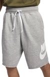 Nike Sportswear Alumni Shorts In Dark Grey Heather/ White