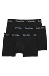 Calvin Klein Icon Cotton Stretch 3 Pack Boxer Briefs In Black/ Black/ Black