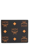 Mcm Color Splash Logo Leather Card Case In Persimmon