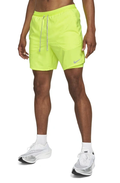 Nike Flex Stride Performance Athletic Shorts In Volt/ Volt