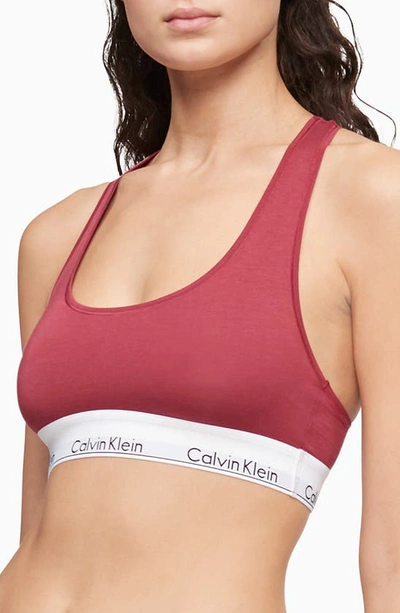 Calvin Klein Modern Cotton Collection Cotton Blend Racerback Bralette In Deep Sea Rose