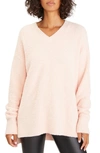 Sanctuary V-neck Teddy Sweater In Dewy Pink