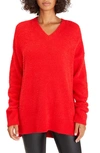 Sanctuary V-neck Teddy Sweater In Ruby