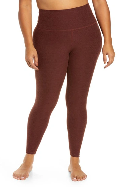 Beyond Yoga High Waist Midi Leggings In Mahogany Brown Heather