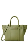 Mulberry Small Zip Bayswater Classic Leather Tote In Summer Khaki