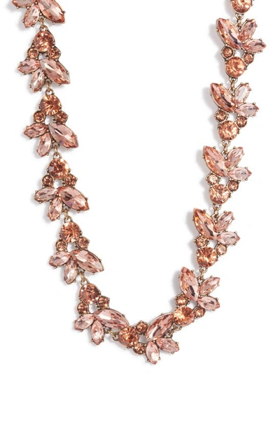 Knotty Crystal Statement Collar Necklace In Gold/ Topaz
