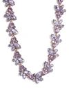 Knotty Crystal Statement Collar Necklace In Gold/ Lavender