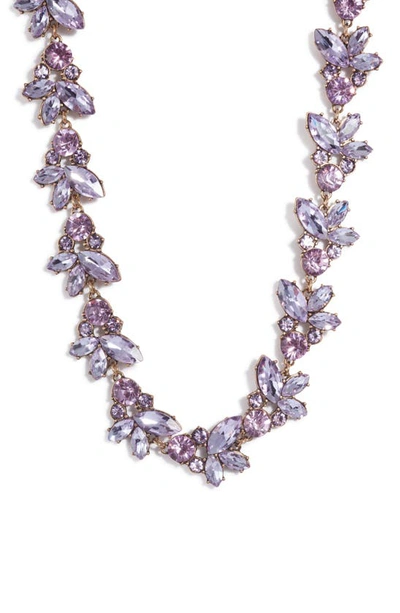 Knotty Crystal Statement Collar Necklace In Gold/ Lavender
