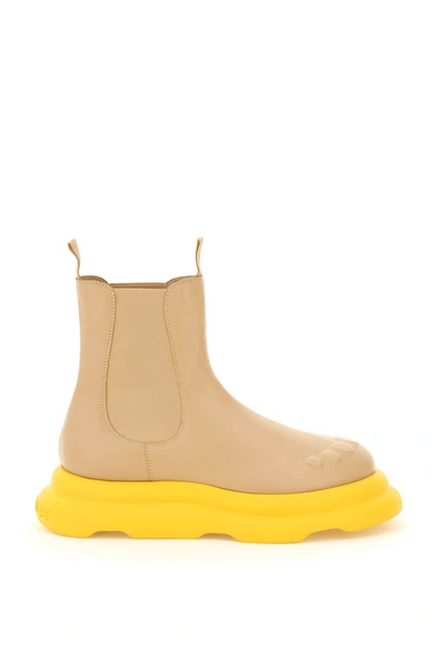 A.w.a.k.e. Casual Ariana Chelsea Boots In Beige,yellow