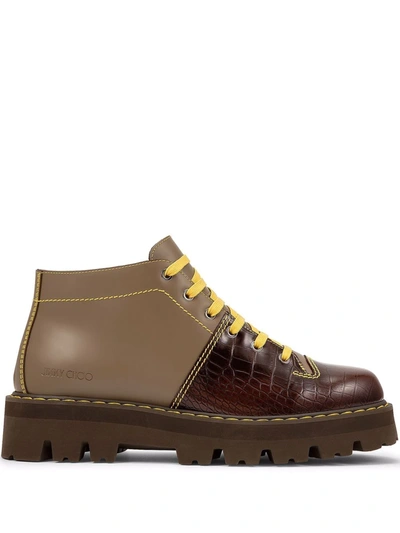 Jimmy Choo Zaine Lace-up Leather Boots In Brown