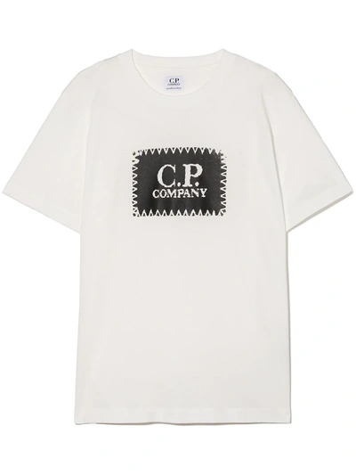 C.p. Company Teen Label-logo Cotton T-shirt In White