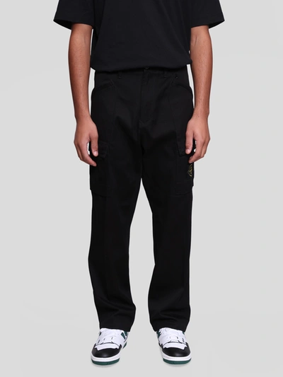 Stone Island Gabardine Cargo Pants In Black