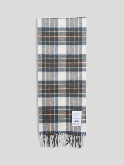 Norse Projects Moon Checked Lambswool Scarf In Scoria Blue
