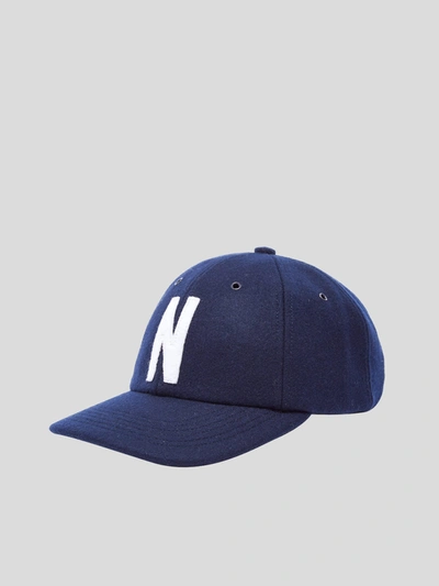 Norse Projects Wool Sports Cap In Dark Navy