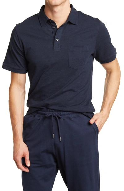 Slate And Stone Solid Knit Polo Shirt In Navy