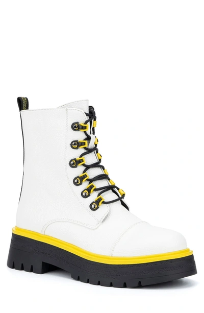 Torgeis Sandy Side Zip Combat Boot In White