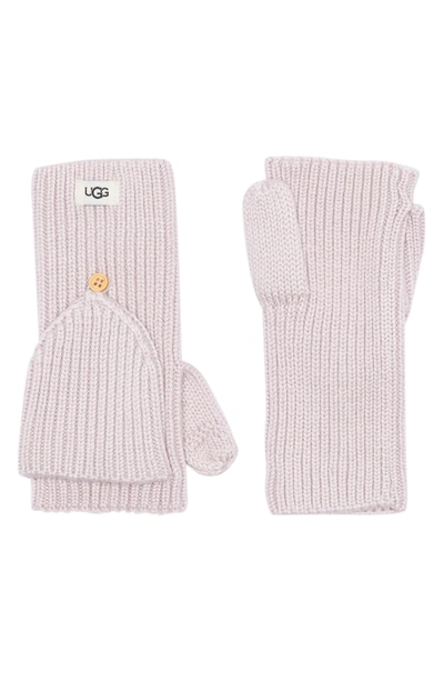 Ugg Cozy Ribbed Knit Flip Mittens In Pink