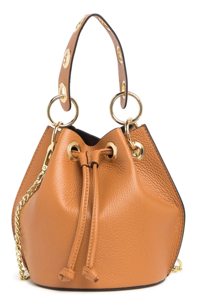 Markese Leather Bucket Bag In Cuoio