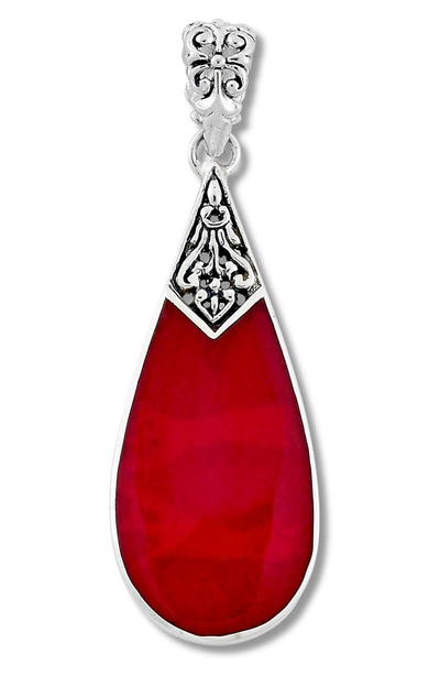 Samuel B. Sterling Silver Pear Shape Coral Pendant In Red