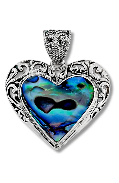 Samuel B. Ss Abalone Heart Pendant In Blue And Green