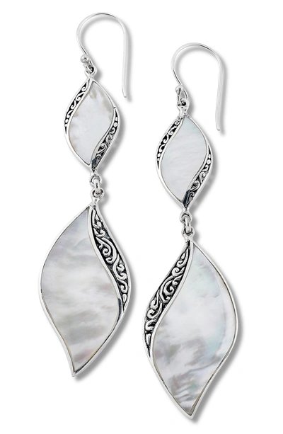 Samuel B. Sterling Silver Mother-of-pearl Double Drop Earrings In White