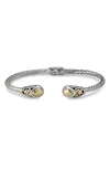 Samuel B. 18k Yellow Gold & Sterling Silver Hammered Twist Bangle Bracelet In Silver And Gold