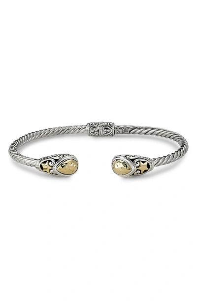 Samuel B. 18k Yellow Gold & Sterling Silver Hammered Twist Bangle Bracelet In Silver And Gold