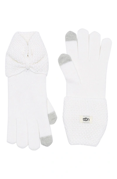 Ugg Bow Wool Blend Tech Glove In Ivory