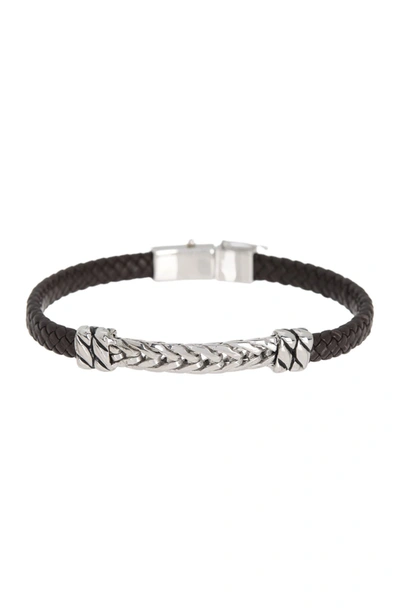Effy Sterling Silver & Leather Chain Station Bracelet In Black