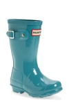 Hunter Kids' Original Gloss Waterproof Rain Boot In Blue Spruce