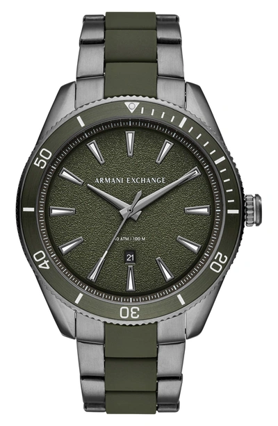 A I X Armani Exchange Enzo Two-tone Bracelet Watch, 44mm In Gun Metal