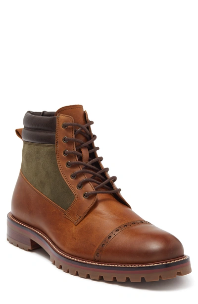 Warfield & Grand State Mixed Media Lace-up Boot In Cognac