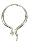Eye Candy Los Angeles Snake Choker Necklace In Silver