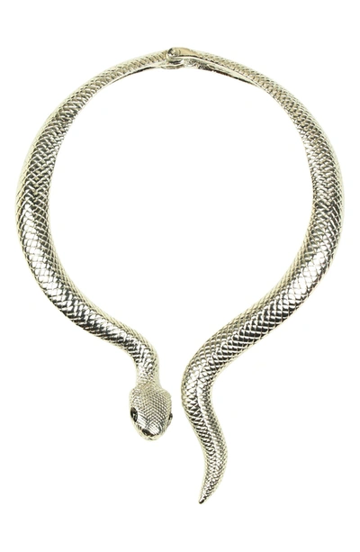 Eye Candy Los Angeles Snake Choker Necklace In Silver