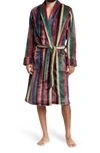 Nordstrom Rack Patterned Plush Robe In Burgundy Frances Stripe