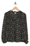 Max Studio Printed Crepe Long Sleeve Top In Bksgcars