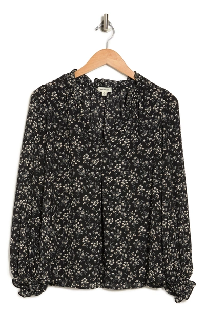 Max Studio Printed Crepe Long Sleeve Top In Bksgcars
