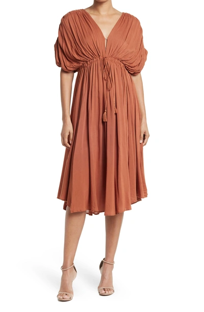 Wishlist Dolman Sleeve Tie Waist Midi Dress In Gucci