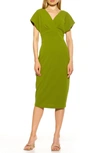 ALEXIA ADMOR NAOMI DRAPE SURPLICE NECK SHEATH DRESS