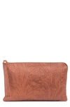 Hobo Wayfare Leather Clutch In Embossed Floral