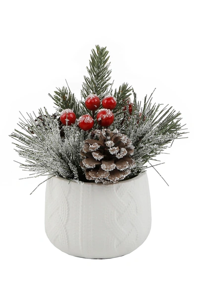 Flora Bunda Christmas Mix White Cable Knit Ceramic Vase