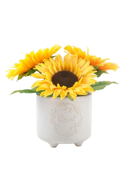 Flora Bunda Blessed Sunflower Pot In Ivory Yellow