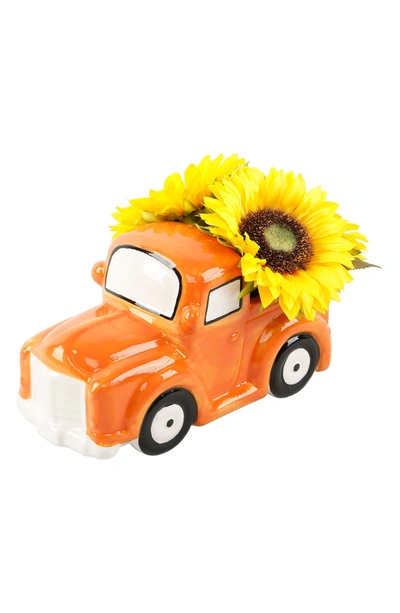 Flora Bunda 10.25" Sunflower Truck Ceramic Statue In Orange Yellow