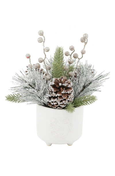 Flora Bunda Joy Wreath Christmas Mix Tabletop Decor In Ivory