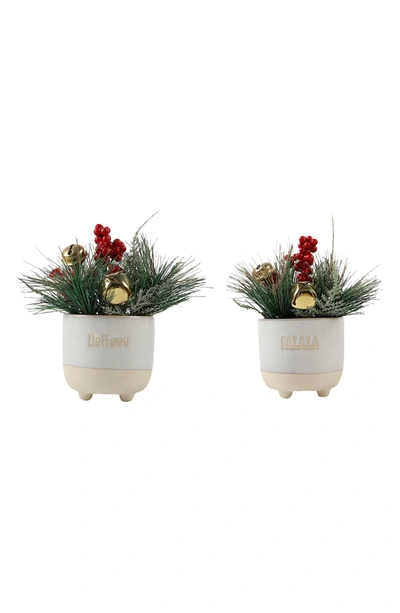 Flora Bunda Christmas Mix In Falala & Believe Planter In Ivory